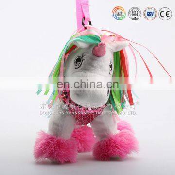 China custom made plush hot water bag & plush backpack unicorn