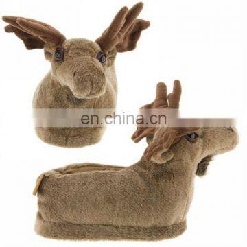 plush moose animal slippers