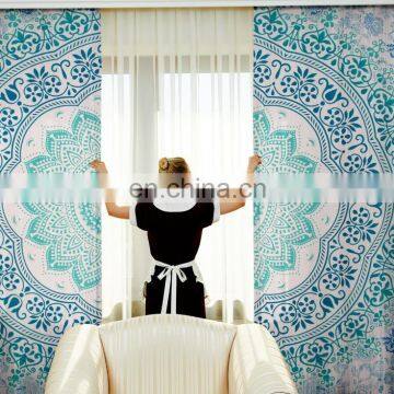 Indian 2017 Ombre Mandala 2 PC Curtain Set Door Hanging Window Treatment Cotton Fabric Curtains