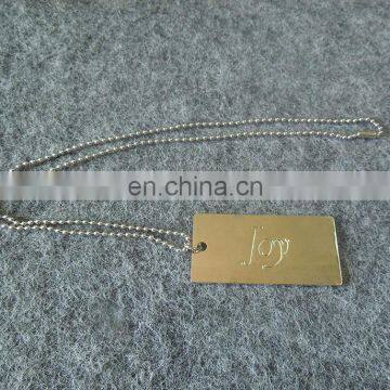 rectangle shape with your own logo engraved metal necklace for souvenir