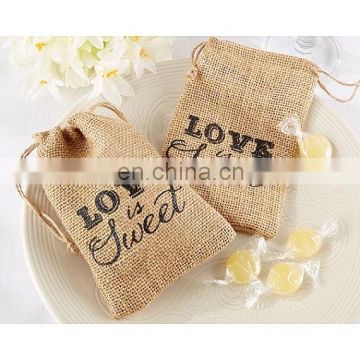 4" x 6 " jute drawstring custom burlap bags wedding