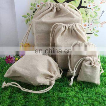 Organic linen cloth bags with drawstring for crafts and toys