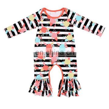 Wholesale Baby Clothes Romper Long Sleeve 100% Cotton Ruffle Baby Romper