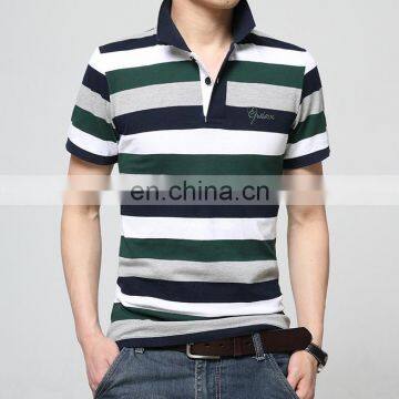 Promotional Cotton Polyester Men Stripe Polo Shirt Custom Logo