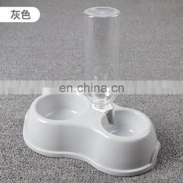 Pet Plastic Bowl with Kettle Set Automatic Double Bowl Pet Food Bowl