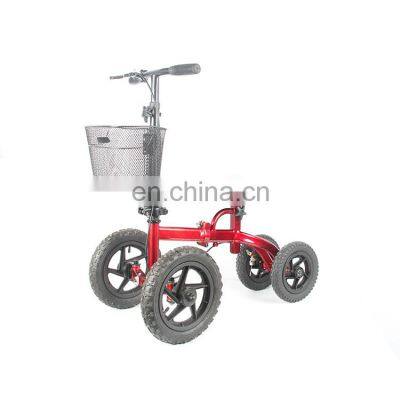 height adjustable drum brake safe steering new all terrain handicap medical knee rollator scooter walker for adults