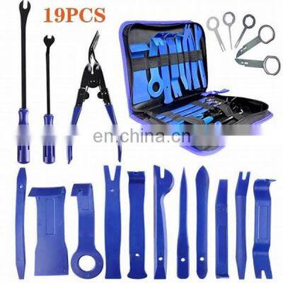 Car door panel removal pry tool kit 19pcs for removing heavy duty plastic fastener clips