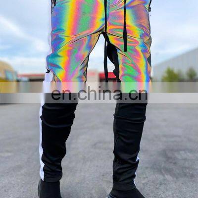 New Colorful Reflective Trousers Europe and the United States Casual Plus Size Hip-hop Trousers Colorful Reflective Pants