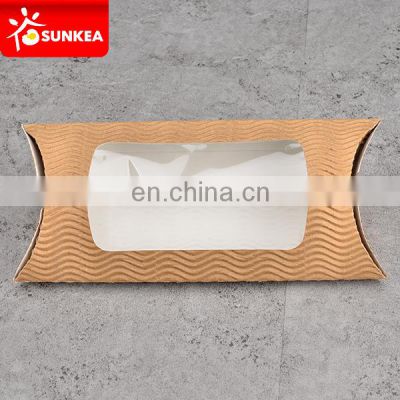 Brown kraft corrugated paper bread pie window pillow box