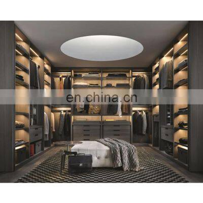 2021 Customized bedroom wardrobe closet Modern glass door wooden wardrobes