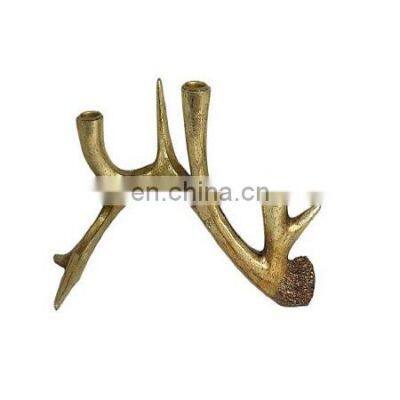 Handmade Deer Antler Christmas Candle Holder Hot Sale Antique Gold Polished Antler Candle Stick Holder