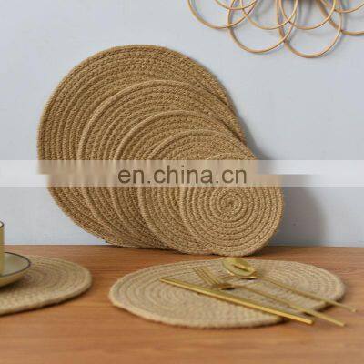 OEM Affordable Bamboo Table Mat Dining Plate Wholesale Natural Round Woven Placemat photo-3