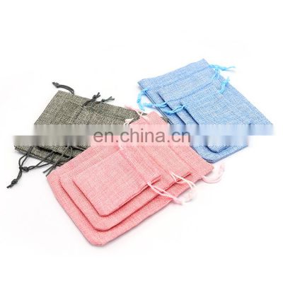 Factory Direct Supply  Custom Made Linen Blue Color Packaging Bags For Jewelry