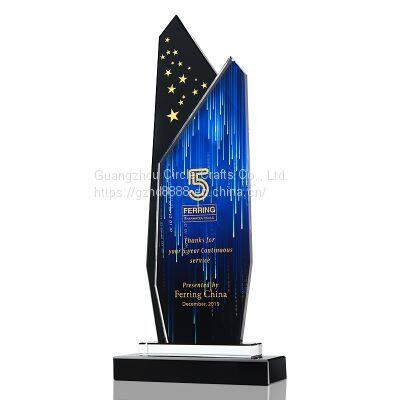 New Arrival Crystal Trophy Custom Content High Standard K9 Crystal Color is Rich Business Gift Crystal Glass Trophy