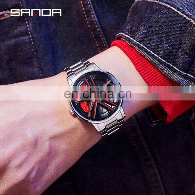 SANDA P1090 Military Brand Quartz Wristwatches Men's Watches Luxury Fashion Casual Wheel Series Dial Watch photo-3