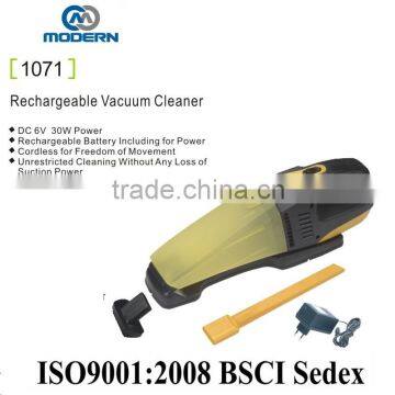 Rechargeable battery powered vacuum cleaner