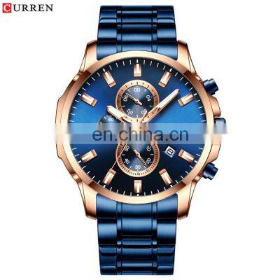 CURREN 8348 Men Stylish Big Dial Quartz Watches Stainless Steel Chronograph Calendar Business Classic Dress Mens Watch
