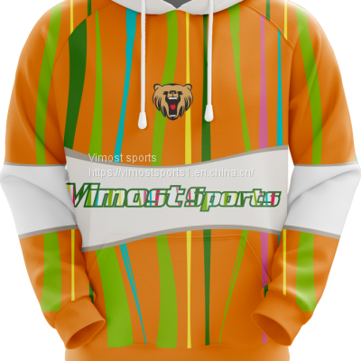 Customized Sublimation Hoodie of White Strings with Lion Pattern