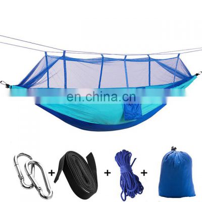 2021 Camping Hammock with Mosquito Net Pop-Up Light Portable Outdoor Parachute Hammocks Swing Sleeping Hammock Camping Stuff