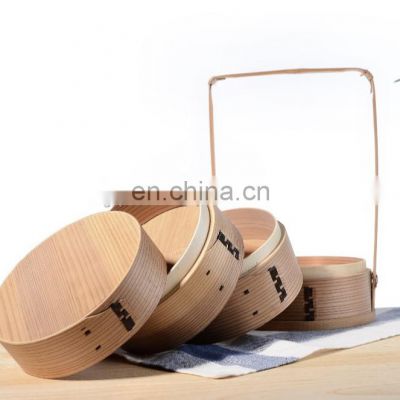 2022 hot sale Handle round wooden food tray