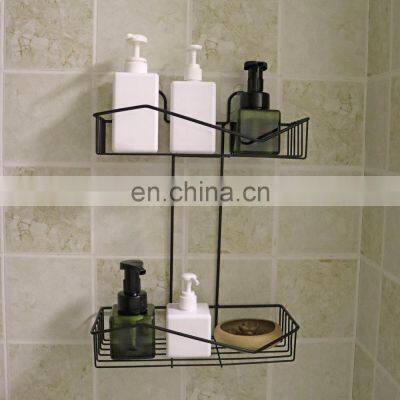 Wall Mounted Bathroom Double Shelves Floating Shelf Shower Hanging Basket Shampoo Holder WC Kitchen Organizer Spice Storage Rack