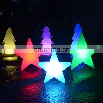 rgb led Christmas tree lights /Holiday outdoor led Christmas lights decoration PE plastic led tree star snow lighting lamp