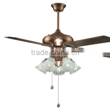 Decorative red brass ceiling fan with light e27*5