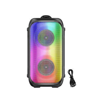 JQS3306 portable 16W power 2*3 inches subwoofer wireless bluetooth speaker with colorful lights