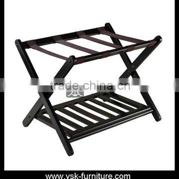 LG-007 Black Color Solid Birch Wood Luggage Rack