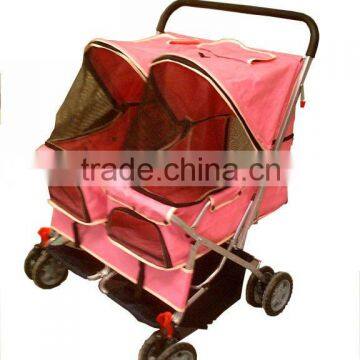 pink twin pet strollers