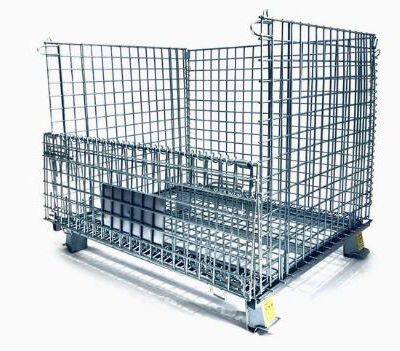 Folding Zinc Coated Warehouse Steel Mesh Storage Cage photo-3