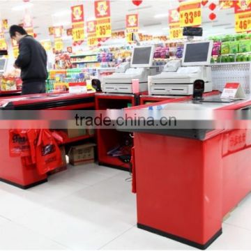 Metal supermarket cashier checkout counter JB-055