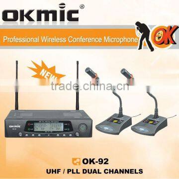 OK-92 Dual Channels/UHF PLL 32/99 channels wireless microphone