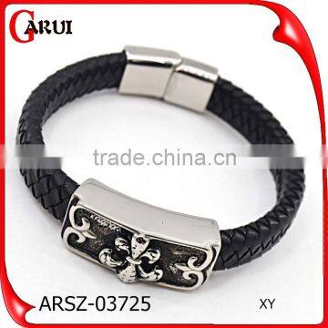 stainless steel jewelry bangles bracelets genuine leather skull bracelet mens bracelets