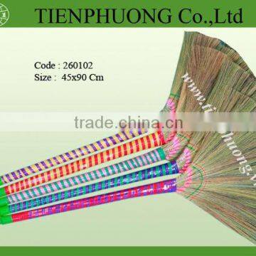 sorghum grasss broom with colorful handle