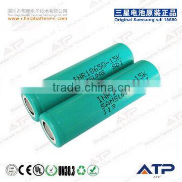 cylindrical rechargeable samsung inr 18650 li-ion battery 3.6V 1500mah