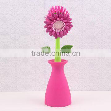 Multipurpose Flower Dish Scrub Cleaning Brush With Holder photo-4