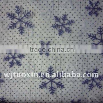 snowflake pattern fabric/100 polyester snow flock organza