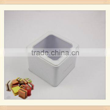 metal square tin with clear top