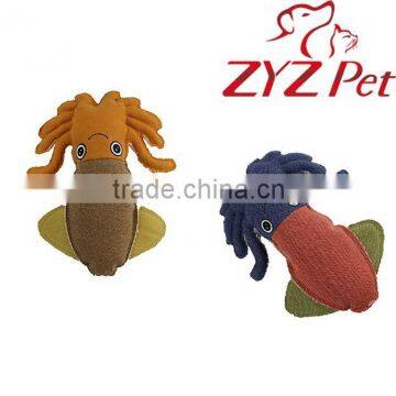 best selling products cuttlefish squid shape canvas pet toy interactive play