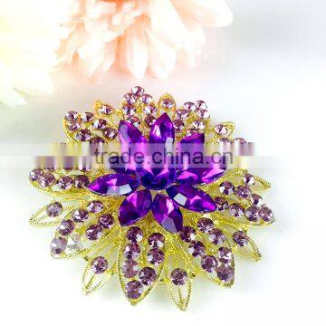 Wholesale Flower rhinestone brooch pins, flower strass brooch pins,crystal rhinestone button brooch pins for party invitation