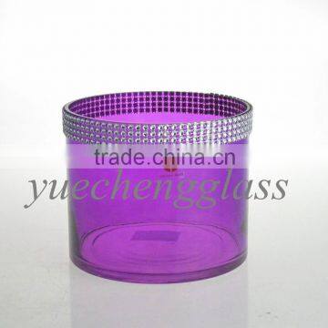 Handmade cylinder glass vase with bling for home decoration wholesale