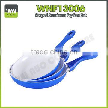 Hot sale aluminium master pan white ceramic fry pan compartment frying pan with soft touch handle