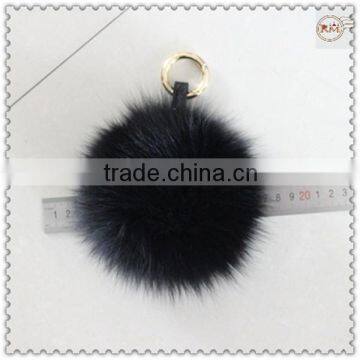 Fluffy Fox Fur Ball Keychains With Gold Metal photo-2