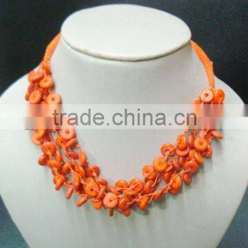 Costume jewellery Coral Button necklace