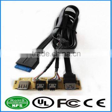 Front Panel Dual USB3.0+USB2.0+HD AUDIO I/O 20Pin Male PC Board For Computer With Cable