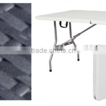 Portable Plastic Folding Table With Rattan Design