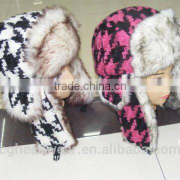 China manufacture wholesale fur hat/ russian style fur hat/ trooper hat winter fur trapper hat