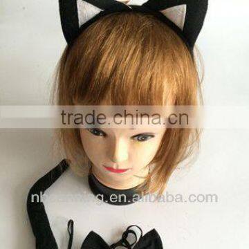 animal headband set/carnival cosplay/cat ear headband bow tie tail set