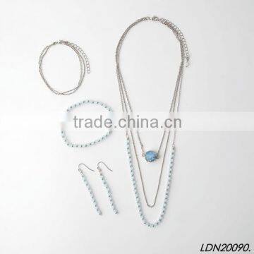 Fashion Silver Chain Necklace and Glass Beaded Necklace Druzy Necklace With Matching Earrings and Btacelet Supplier's Choice photo-3